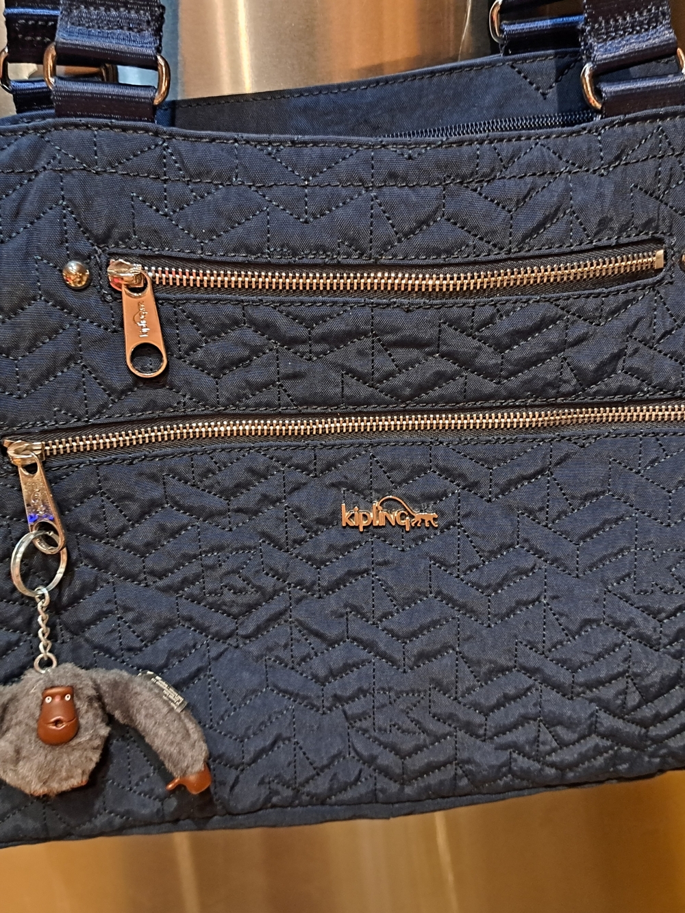 Kipling Navy Quilted Crossbody Tote - Navy